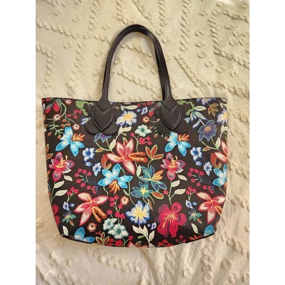 Mellow World floral imitation embroidery stitch shoulder bag purse medium Easy c